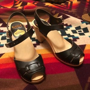 Swedish Hasbeens peep toe super high sandals